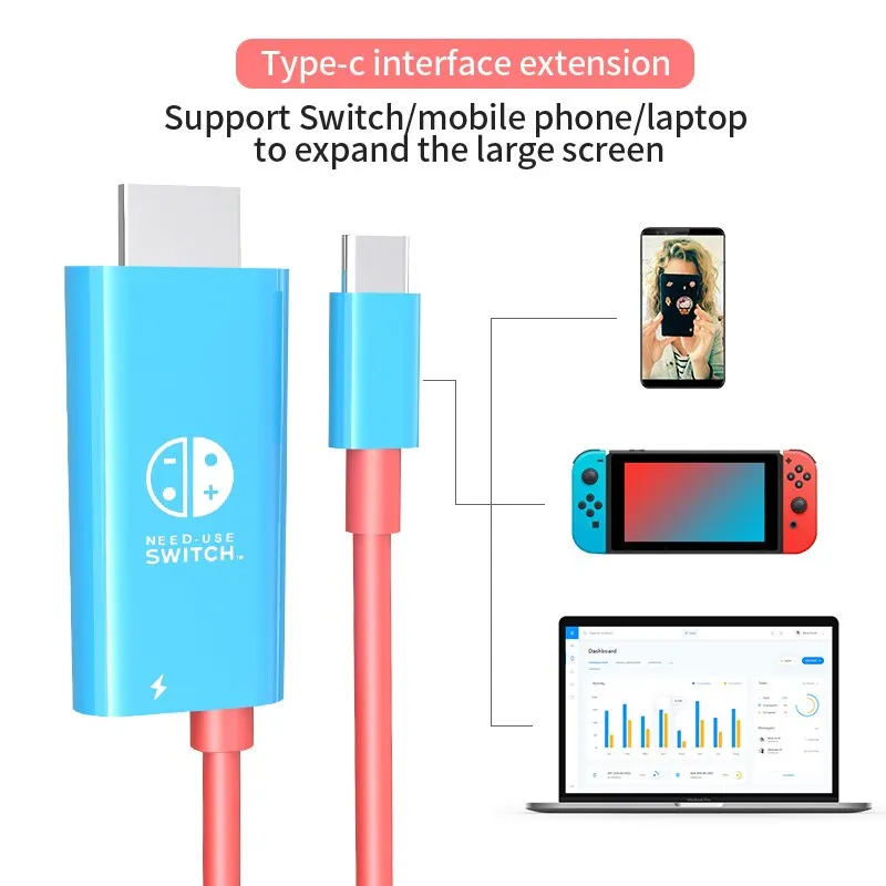 Portable Dock USB Type C to HDMI Conversion Cable for TV Docking Mode Nintendo Switch Steam Deck images - 6