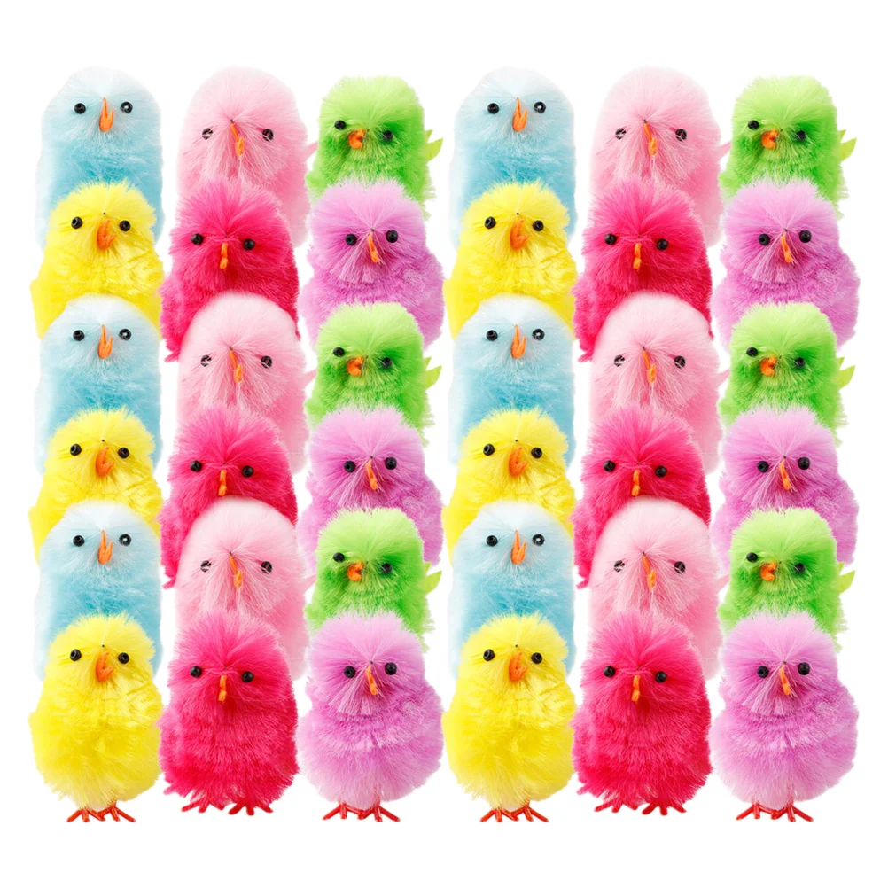 36 Pcs Animal Cognition Toy Easter Chick Cake Ornament Desktop Toys Toy Chicken Figures Plush Baby Chicks Toys Chucky Plush
