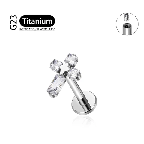 Серьги-гвоздики из титана MVKJ религиозный крест 16G