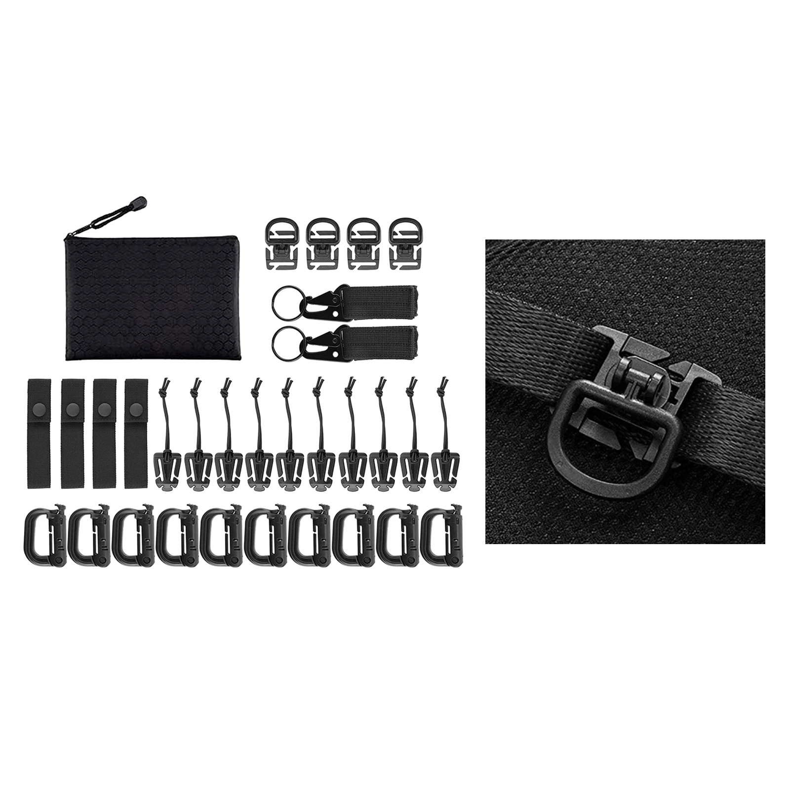 

Kit of 30 Attachments for Backpack, Accessories Set for Webbing , 360 Rotation , Web Dominator Elastic Strings