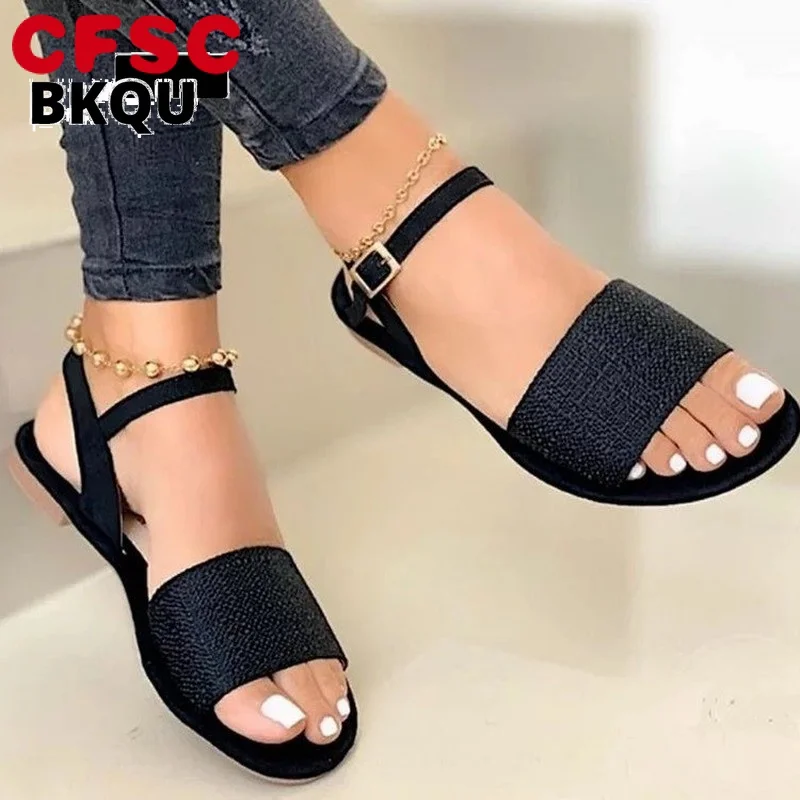 

New Summer Flats Women's Sandals 2022 Ankle Strap Casual Ladies Roman Shoes Open Toe Cozy Female Gladiator Fashion Woman Sandals