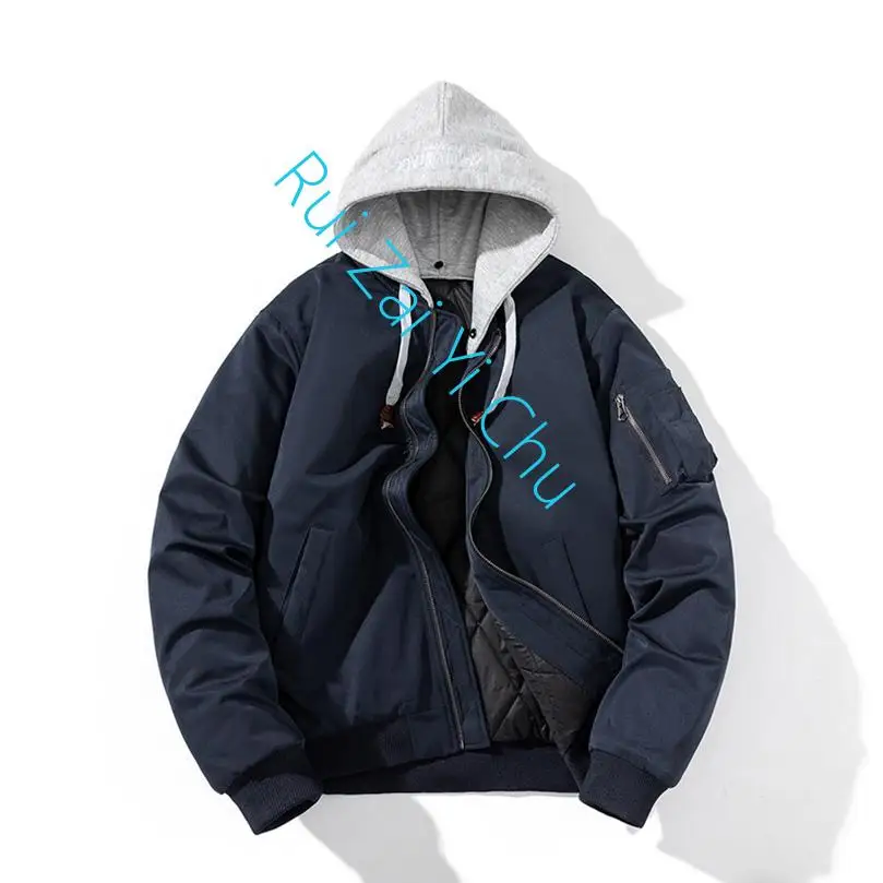 2023 New Brand Baseball Jacket Clothing Padded Bomber Jacket Men Autumn Winter Knit Hat Casual Coat Vintage Army Windrunner