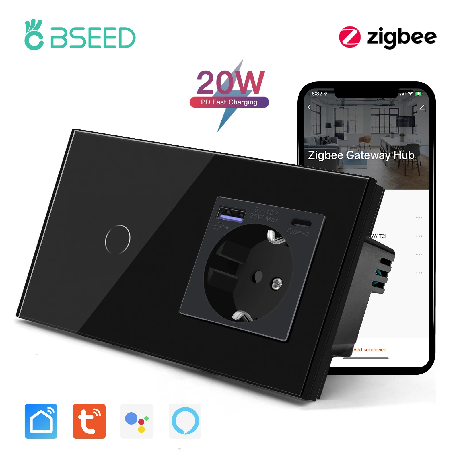 

Сенсорные выключатели BSEED Zigbee 1/2/3 Gang