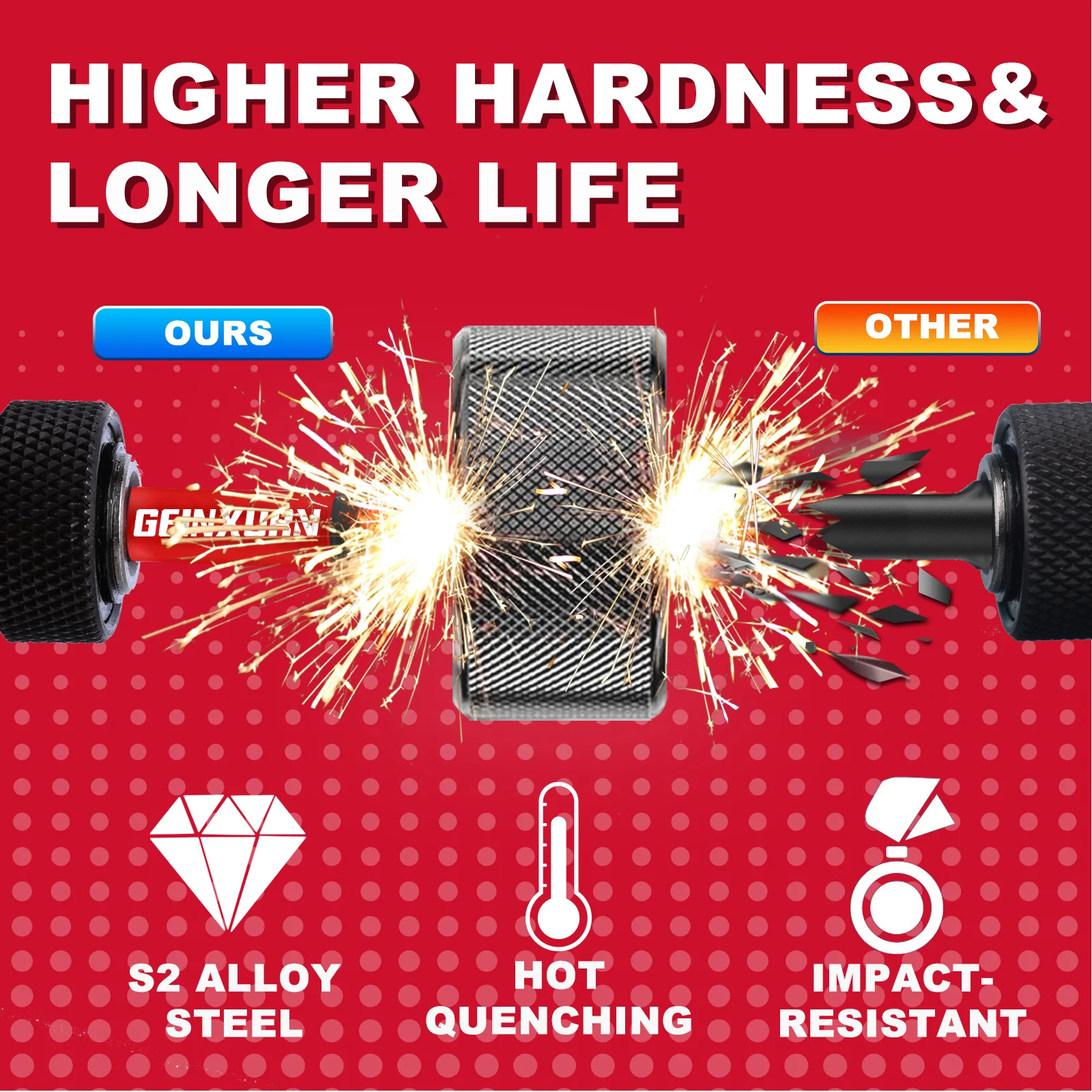 Geinxurn 21 шт. 1 дюйм набор ударных магнитных крестообразных отверток (PH1 PH2PH3) стальных