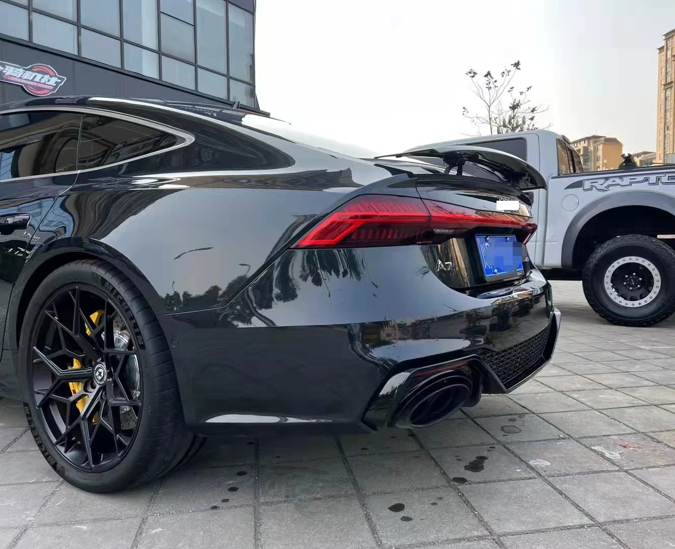 C8 Honeycomb RS7 стильная задняя губа для 2019 до 2023 A7 S-line модификация и модернизация