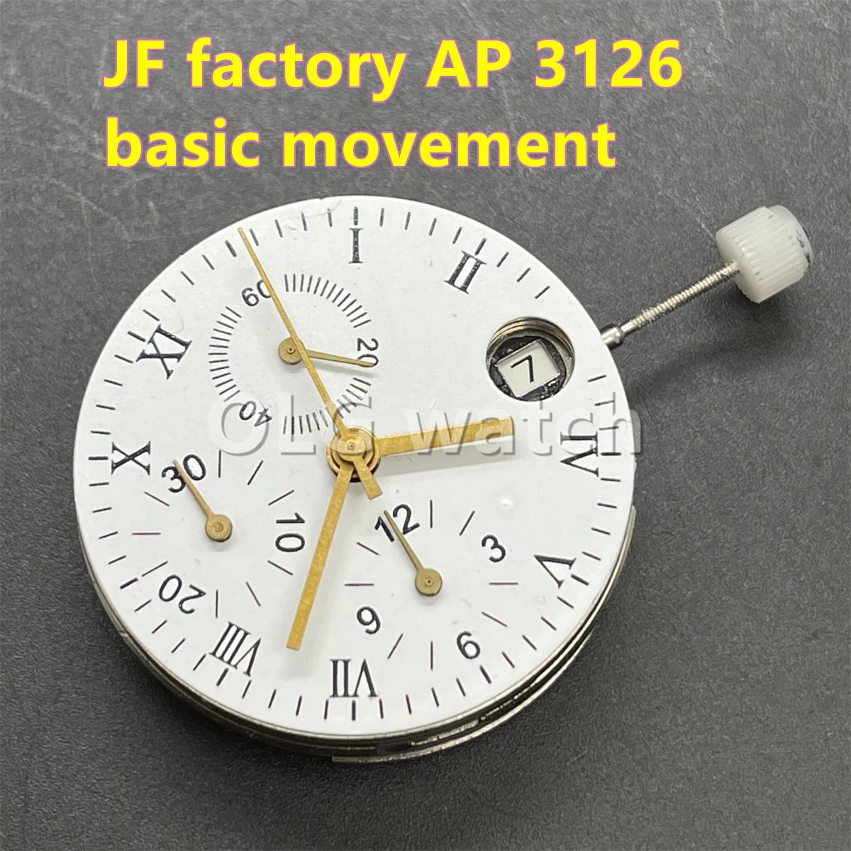 

J Factory AP 3126 basic movement Chronograph seconds at 12 o'clock Automatic Movement 7750 Replacement Date Watch parts 6.9.12