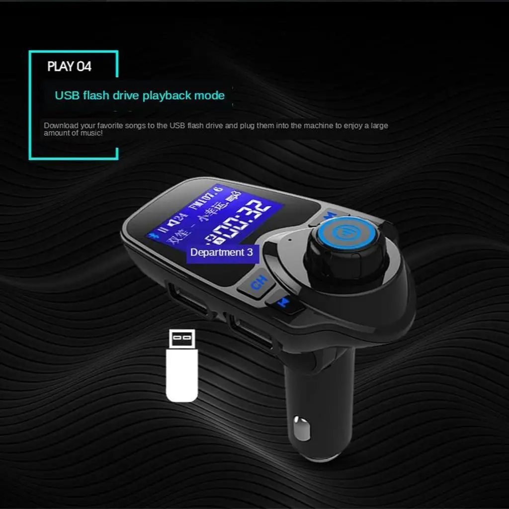 

1.44" Bluetooth Car FM Radio Transmitter Voltmeter Dual USB Charger Kit