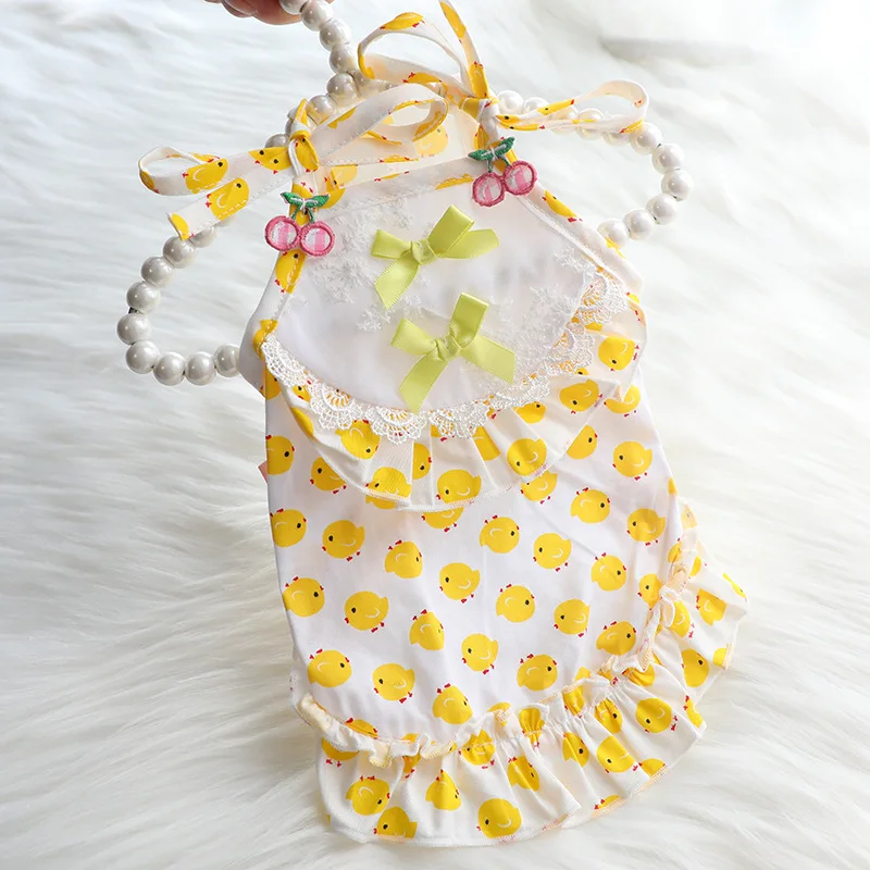 

Dog Clothes Summer Thin Teddy Bichon Princess Sling Lace-up Skirt Small Pet Clothes