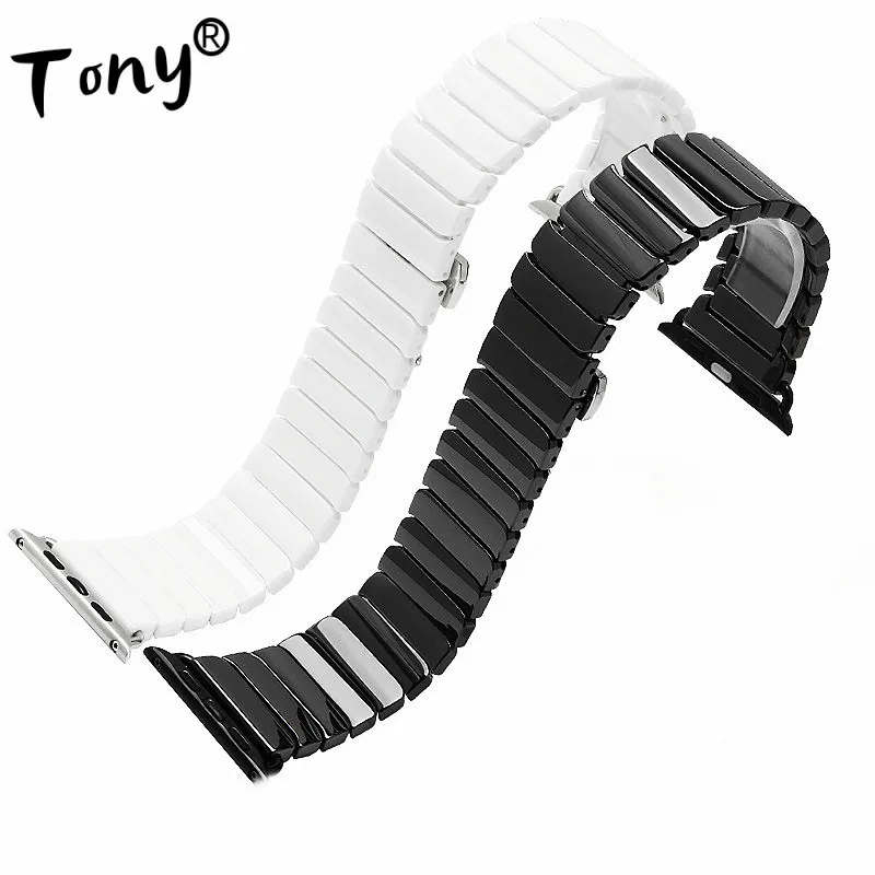 Wholesale 10PCS/Lot 38mm 40mm 42mm 44mm Ceramic Watch Strap Watch Band Black White Color New