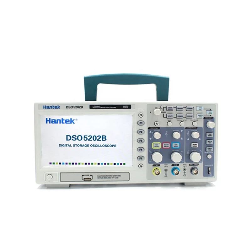 

Портативный цифровой осциллограф Hantek DSO5202B, 2 канала, 200 МГц, ЖК-дисплей, USB-осциллограф, частота дискретизации в реальном времени 1 Гвыб/с