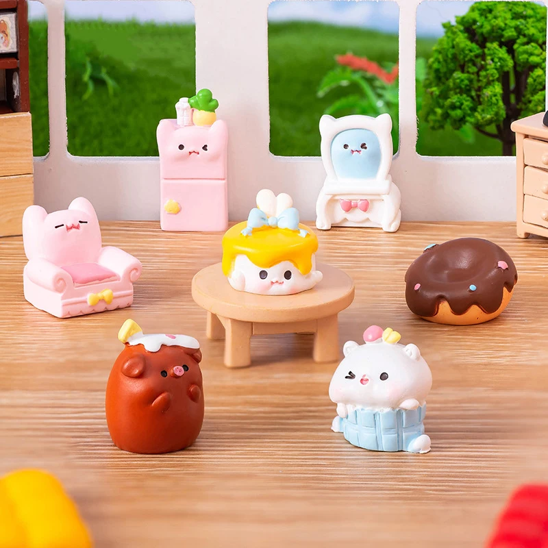 Миниатюрная мультяшная Милая статуя в форме десерта пудинга торта микро-пейзаж