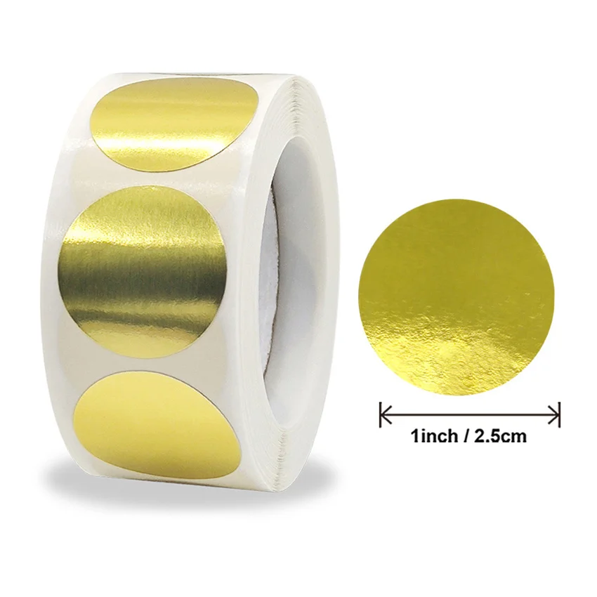 

500 шт., круглые пустые золотые наклейки для рукоделия, ярлыки с цветовым кодом, наклейки «сделай сам» посылка, наклейки на заказ, канцелярски...