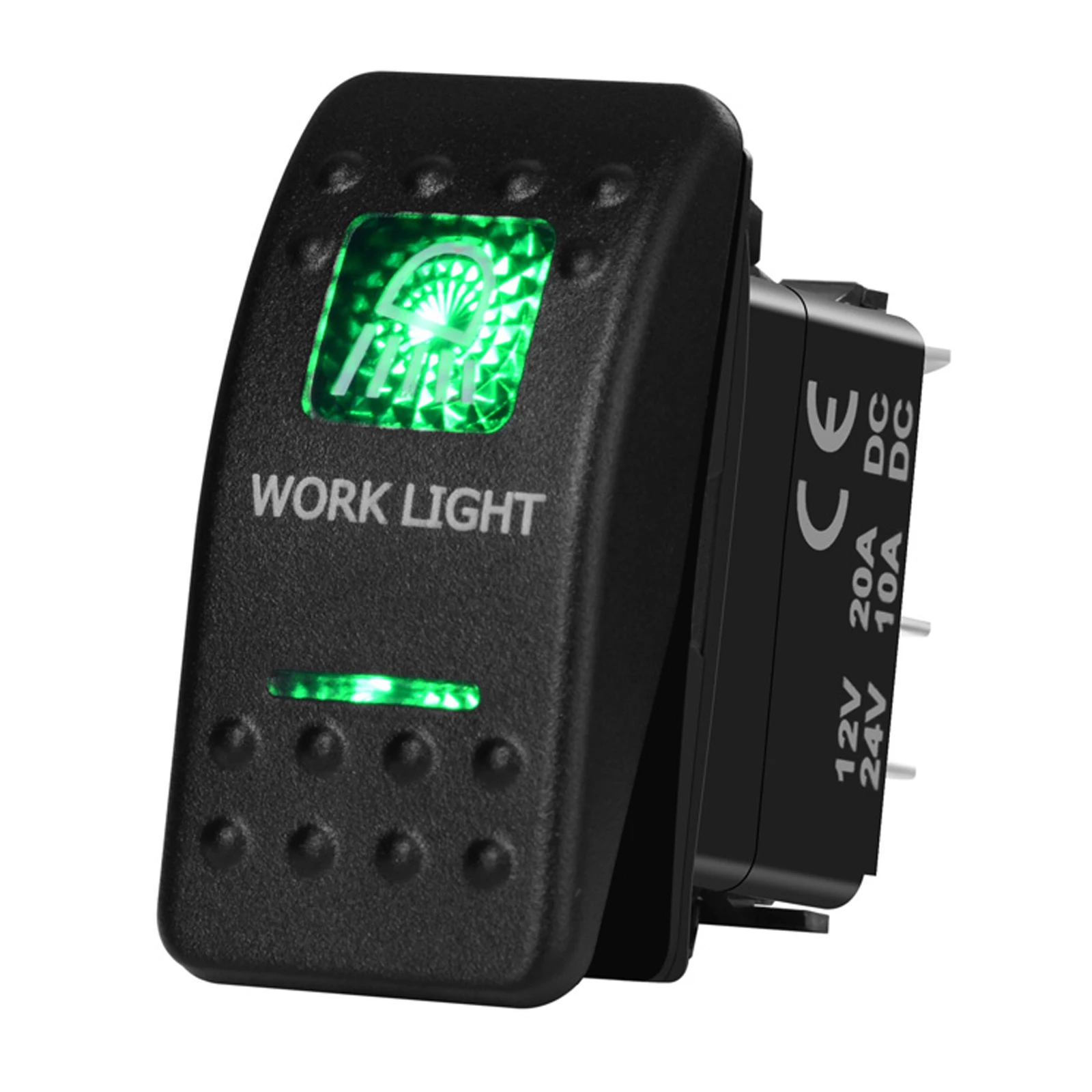 

12 В/24 В зеленый светодиодный кулисный переключатель, водонепроницаемый 5-контактный тумблер ВКЛ-ВЫКЛ/7 контактов ВКЛ-ВЫКЛ-ВКЛ для автомобилей, лодок, квадроциклов 4X4 2X4, аксессуары