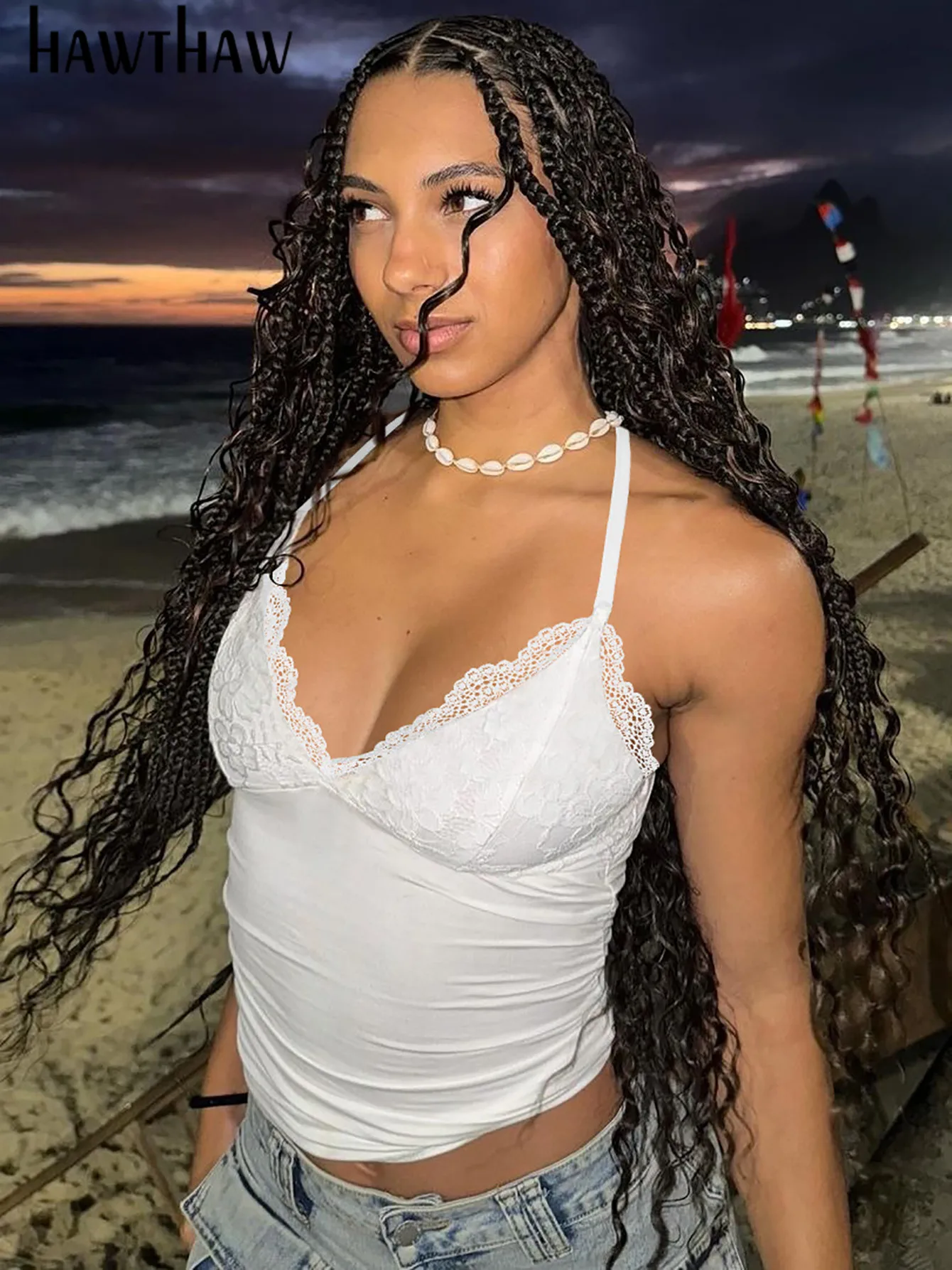 Hawthaw женские 2024 сексуальные летние вечерние клубные топы с v-образным вырезом и