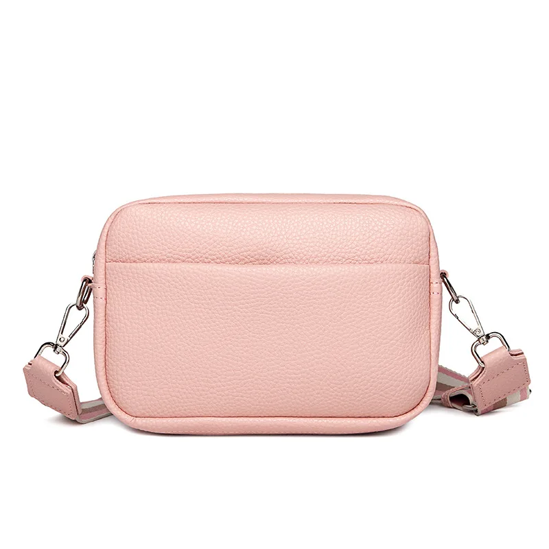 Trendy PU Shoulder Crossbody Bag Solid Color Ladies Messenger Bags Fashion Wide Shoulder Strap Small Square Phone Bag