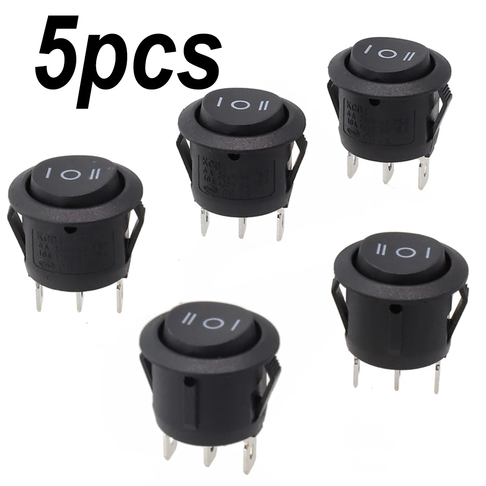 

5pcs On/Off/On Black Round Rocker Switch Car Automotive 20mm SPDT 2 Way Dash SPST Contact 3Pins Toggle Switch Rocker Switch