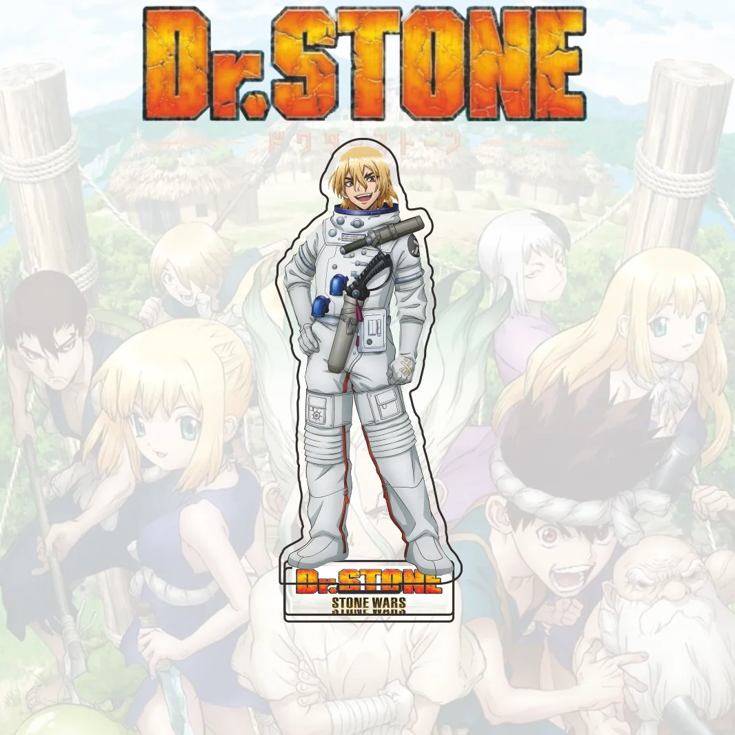 Фото Акриловая подставка Dr.STONE: Сенку Ген, Кохаку, Укийо в костюме астронавта, 15 см, настольный декор, аниме-подарок на день рождения для фанатов манги, брелок №3