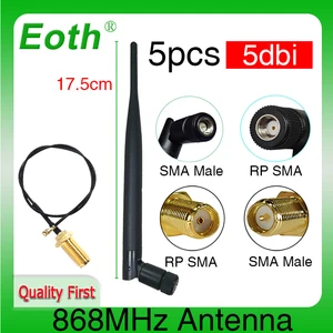 Eoth 5PC 868MHz Antenna 915MHz antena Lorawan lora 5dbi SMA Male female Connector 868 915 mhz antena GSM  21cm ipex 1 pigtail