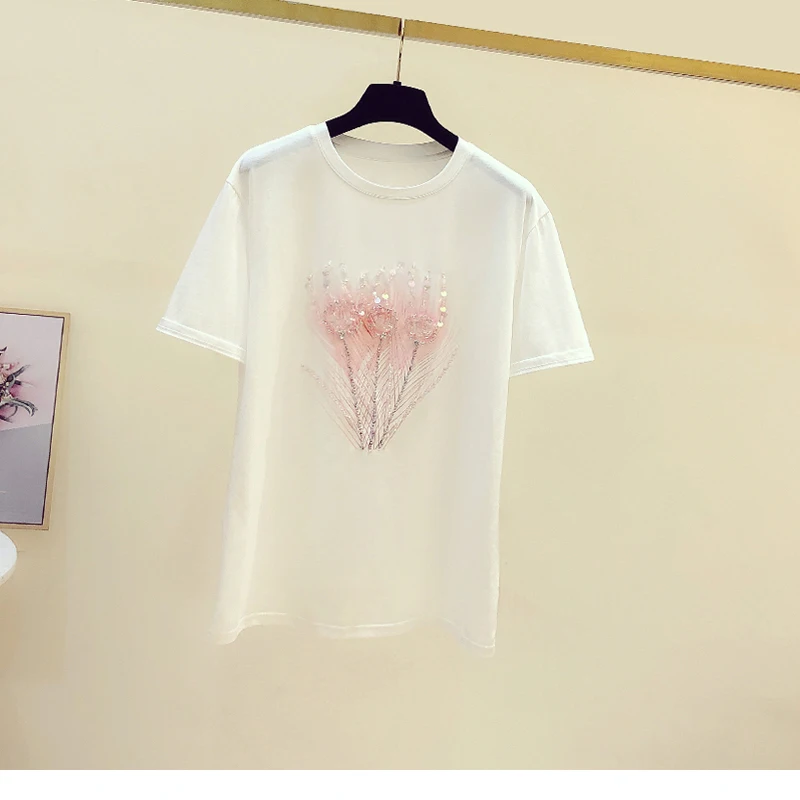 

T-shirt women's short sleeve t shirt 2021 summer new loose top White