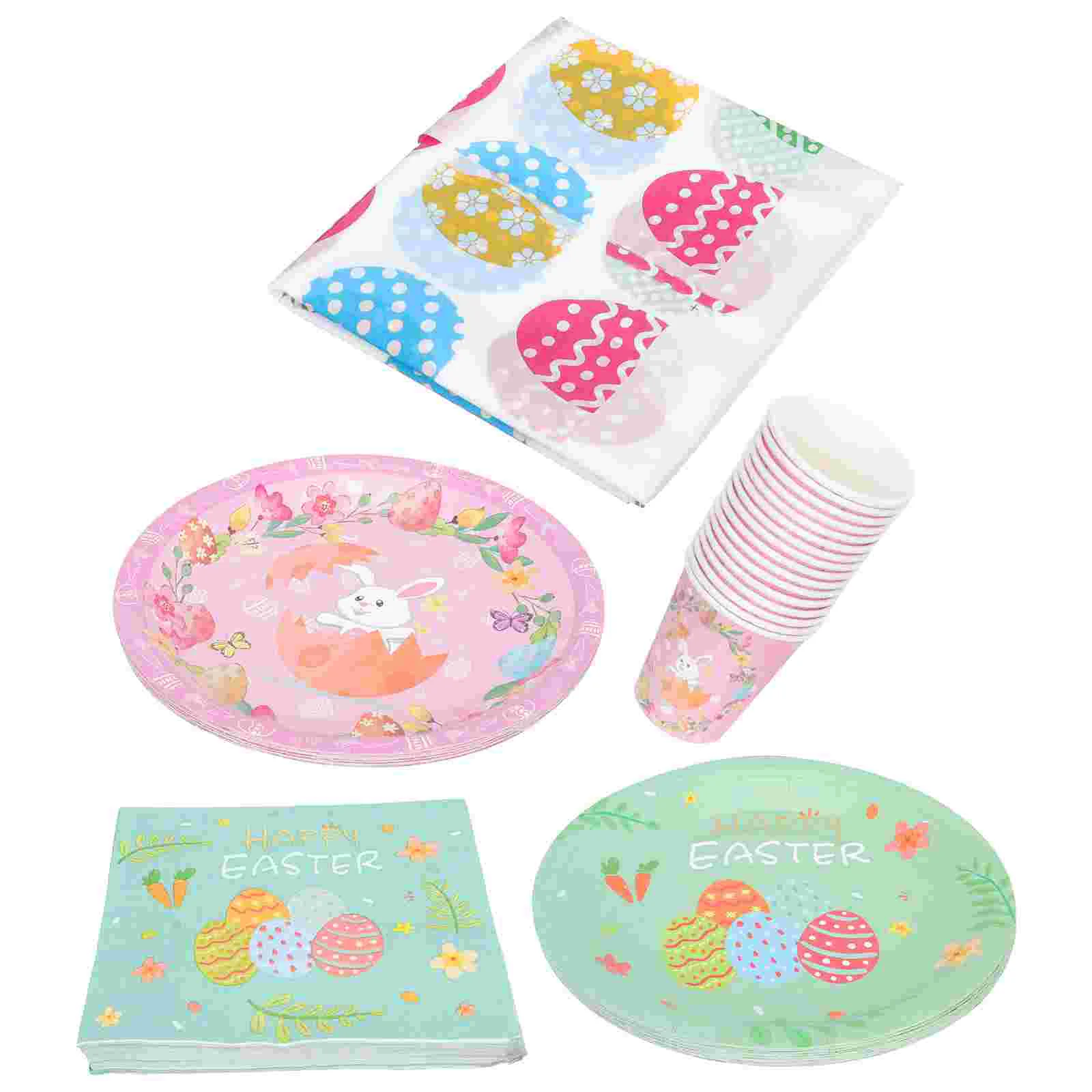 

1Set Creative Easter Party Tableware Cartoon Table Runner Serving Paper Dinnerware