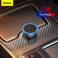 Baseus 65W Car Charger USB Type Port Fast Charging For Car Phone Charger For iPhone Samsung