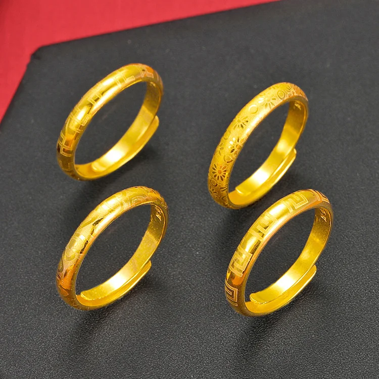 

Korean style gold plated fashion Great Wall pattern women's jewelry improvement gold flower ring does not fade for a long time