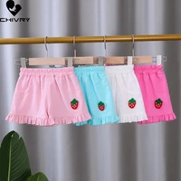 new 2022 kids girls summer fashion cotton linen shorts baby girl cute strawberry beach shorts casual short pants clothing