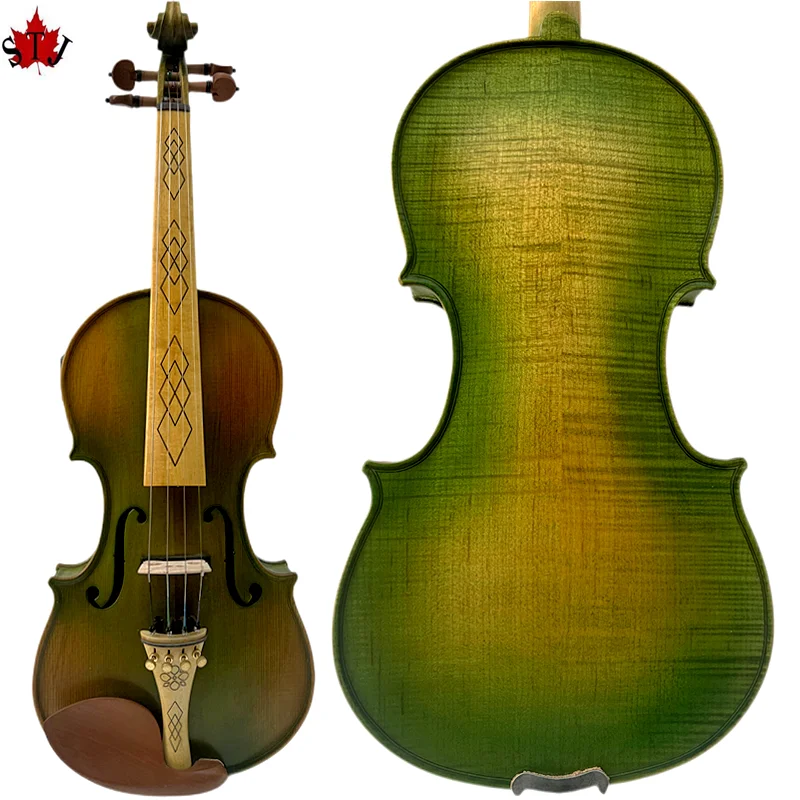 

Handmade Maple wood green 4 strings Electric Acoustic 4/4 Violin Fiddle Advance sound,clear and huge sound