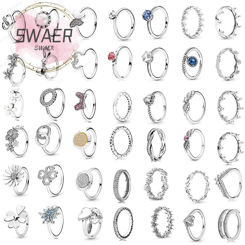 

High Quality 925 Silver Pandorars For Women With Wheel Of Destiny Daisy Magnolia Flip Diy Ladies Ring Gift