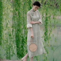 2022 female chinese style dress chiffon qipao dresstanks set party dress evening dress cheongsam modern dress oriental qipao