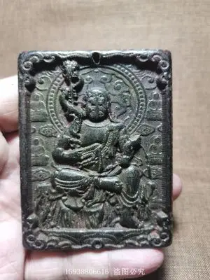 

Изысканный Античный Железный метеорит Hongshan знак покровитель Бог Fudo Mingwang бренд