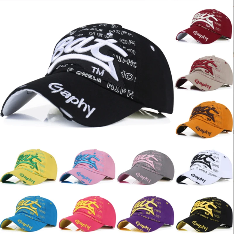 

2023 New Cotton Letter Baseball Cap Retro Outdoor Sports Caps Women Bone Gorras Curved Fitted Washed Vintage Dad Hats For Men