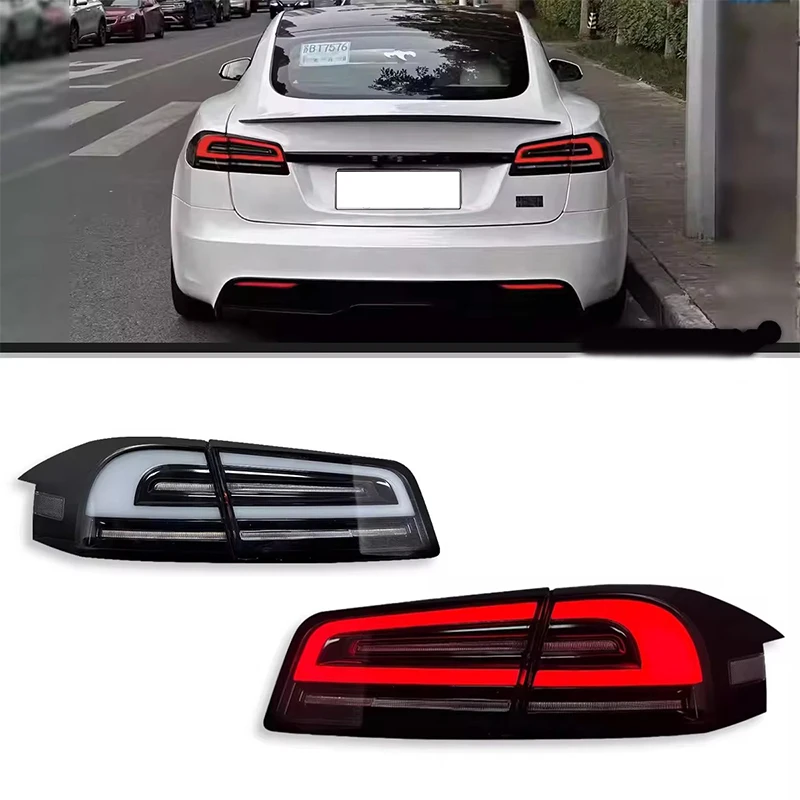 Фото Sewiyolin Автомобильные светодиодные задние фонари в сборе для Tesla Model S 2014-2024 Авто противотуманные DRL стоп-сигналы поворота Plug and Play №2