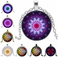 sweet and romantic kaleidoscope fashion 25mm pendant glass cabochon mandala pattern necklace men and women gift jewelry