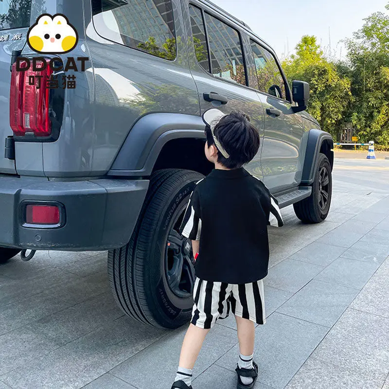 Boys' Summer Short Sleeve Suit 2022 New Baby Boy Clothes Children Handsome Two-Piece Suit