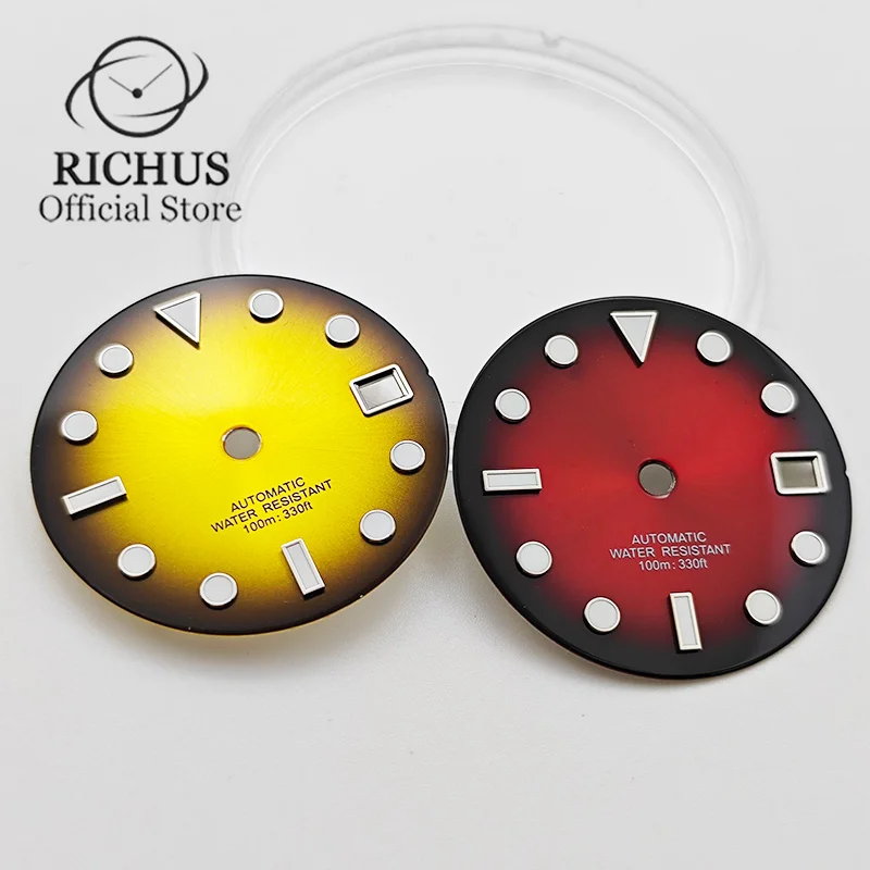 Зеленые светящиеся стерильные часы richs29 мм циферблат черный синий зеленый желтый