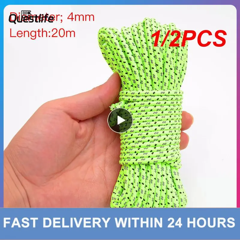 

1/2PCS Reflective Tent Rope Nylon Line Cord String Paracord Rope Outdoor Camping Hiking Tent Accessory 25/4mm