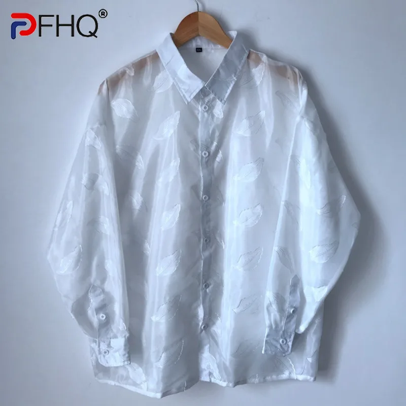 

PFHQ Summer New Men's Tide Solid Color Loose Casual Sexy Coat Trendy Breathable Embroidery Sports Sun Protection Shirts 12Z1249