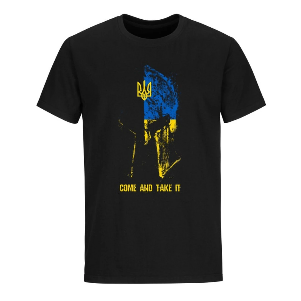 

Come and Take It. Ukraine trident Flag Spartan Helmet T Shirt. Short Sleeve 100% Cotton Casual T-shirts Loose Top Size S-3XL