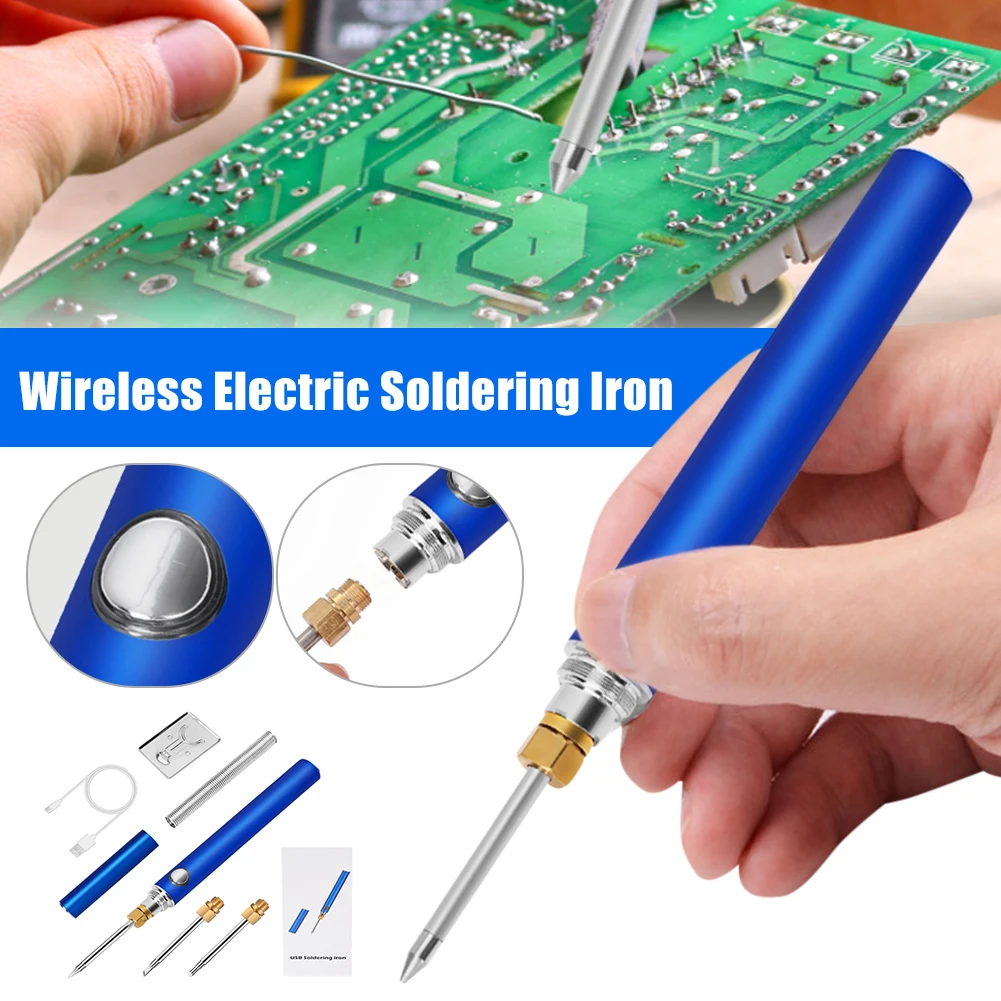 

Wireless Electric Soldering Iron Fast Heating Tin Solder Iron 4 Temps Adjustable Portable Rechargeable Welding Repair Tools