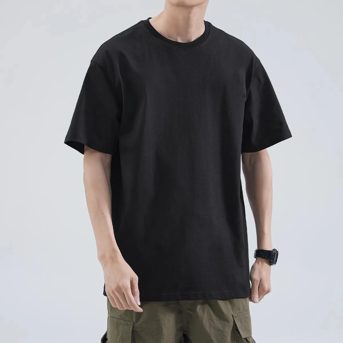 Мужской Хлопковый Спортивный Топ С Круглым Вырезом И Коротким Рукавом