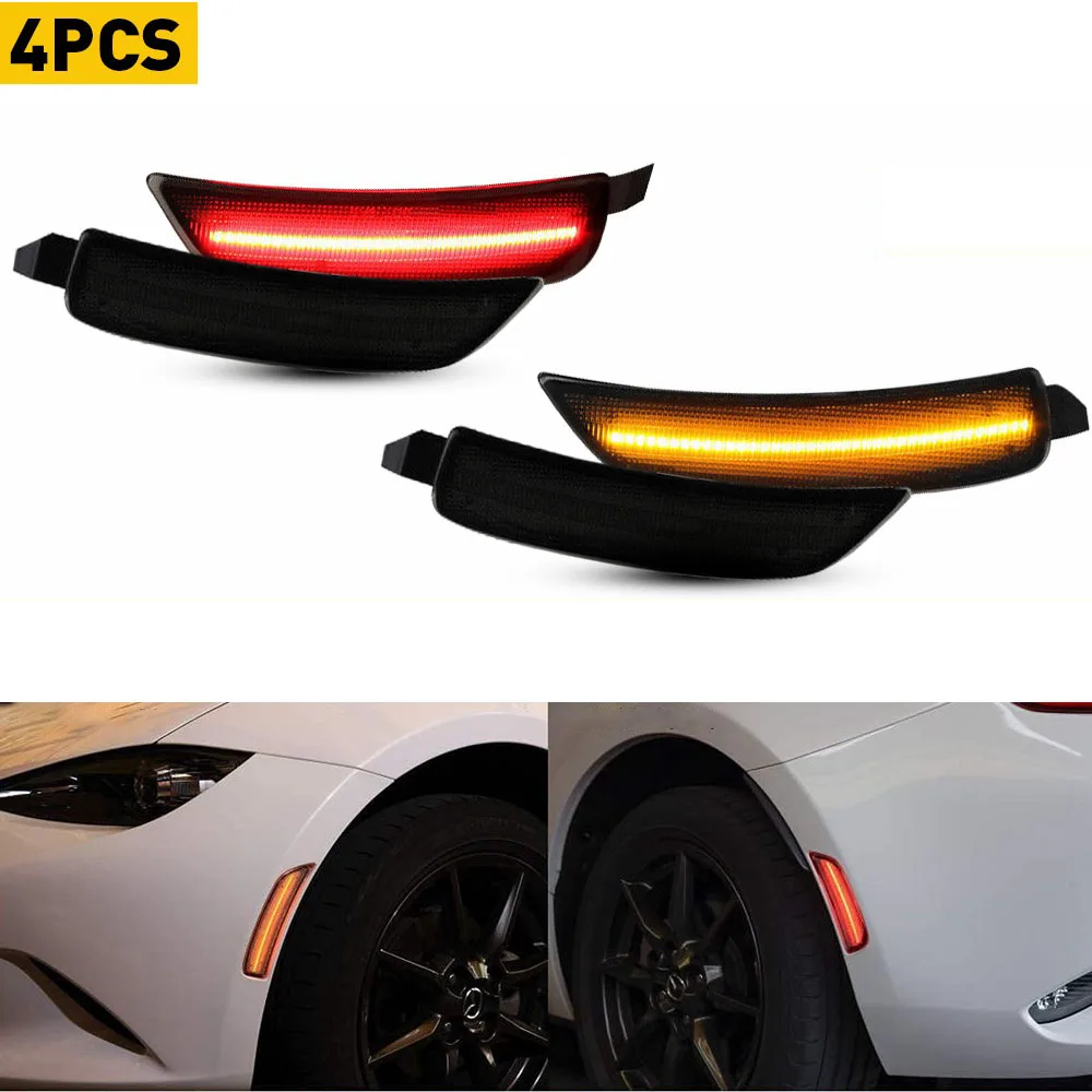 For Mazda Miata MX-5 2016 2017 2018 2019-2022 Front Rear Fender Lamps LED Side Marker Light  Red Yellow Replacement Accessories
