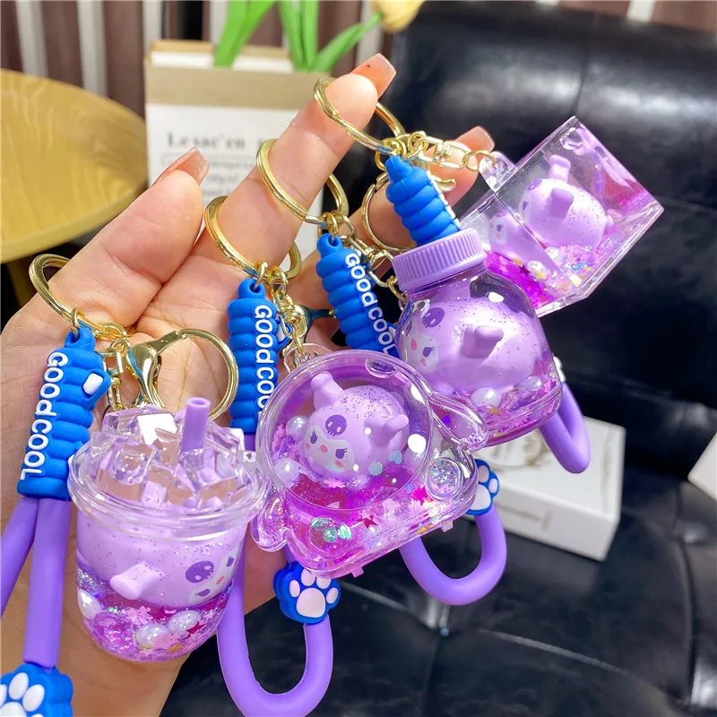 

Sanrio Kuromi Keychain Kawaii Cinnamoroll Anime Cartoon Cute Backpack Quicksand Bottle Pendant Child Toys Girls Christmas Gifts