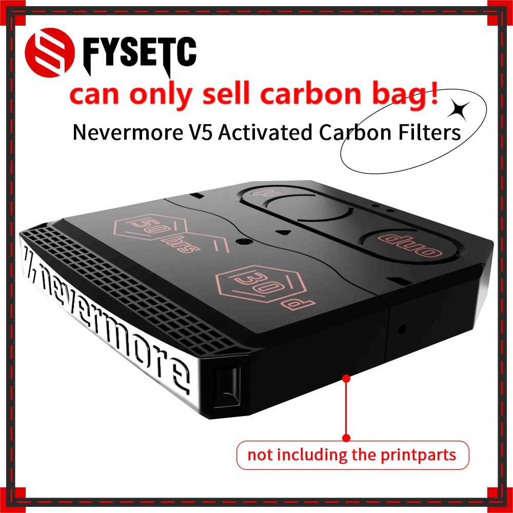 

FYSETC Nevermore V5 Activated Carbon Filters Bag 3D Printer Parts For Voron V0/V0.1/V2/2.4 Trident Adsorb VOC Nevermore Carbon