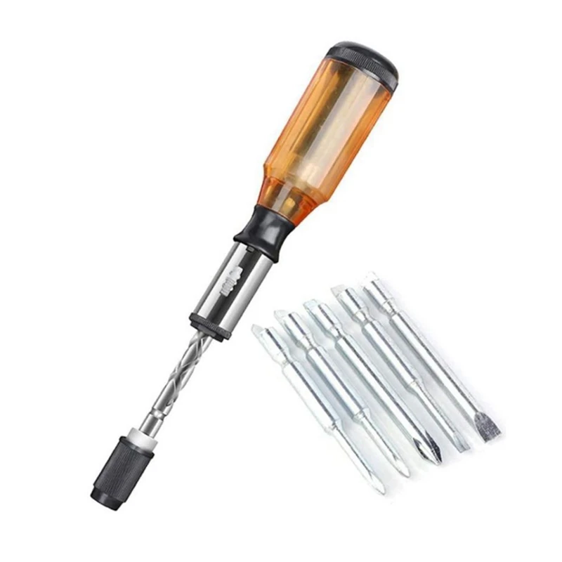 

Push Pull Ratchet Screwdriver Set 5 In 1 Screwdriver Bit Set Sleeve Driver Bit-Holder Ratchet Socket Screw Kit