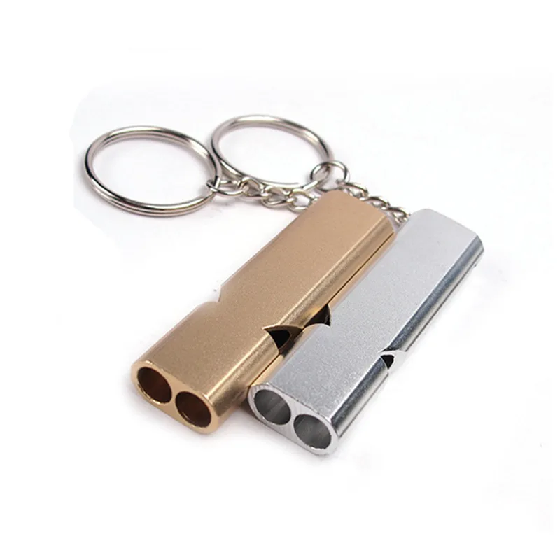 

Aluminum Alloy Emergency Double Pipe Silbato Outdoor High Decibel Whistle Silbato Camping Hiking Safety Whistles Survival Tools