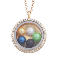 5pcs alloy round rhinestones can put 8mm bead locket charm pendant necklace keychain for men women gift jewelry making bulk