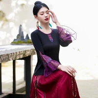 2022 chinese traditional blouse national flower embroidery cheongsam shirt qipao elegant oriental tang suit chinese retro blouse