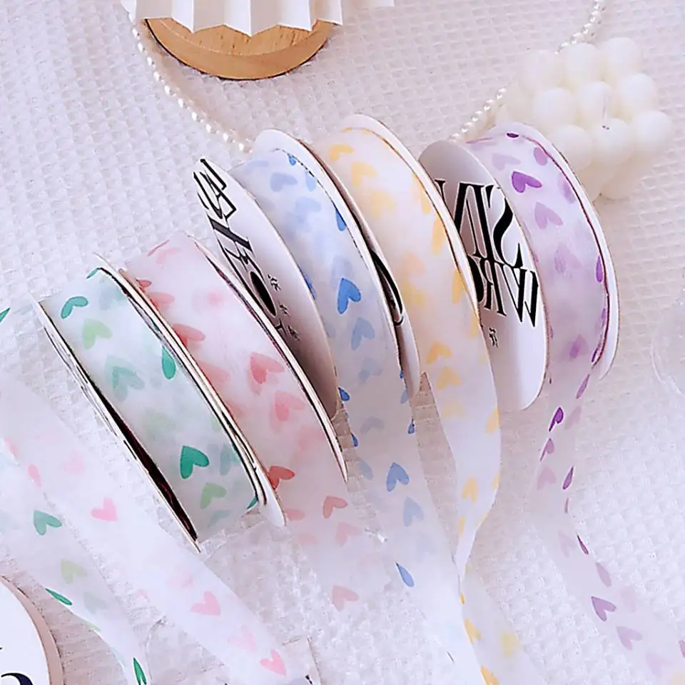 

19 Yards 25mm Tulle/Snow Yarn Heart Ribbon DIY Handmade Materials Hair Bows Clothing Shoes Hats Accessories Home Decoration Belt