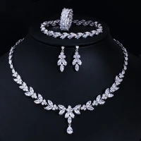 sugo 2022 summer hot sale fashion classic white cubic zirconia 4pcs sets for elegant women wedding party jewelry accessories